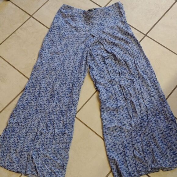Nic+Zoe Palazzo Waterfall wide leg pants blue pattern - Picture 2 of 11